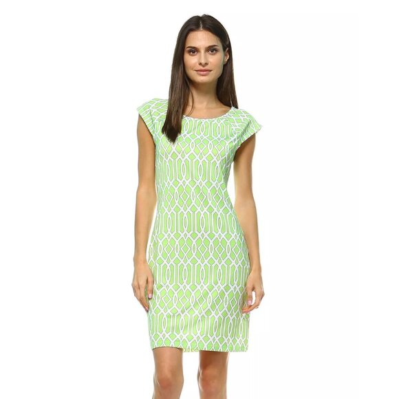 NWT Women Size XL Jean-Pierre Klifa Paris Lily Sheath Dress in Celtic Navy White - Picture 4 of 4